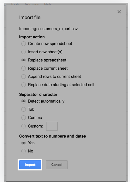 Shopify使用CSV文件文件的一些常规指导