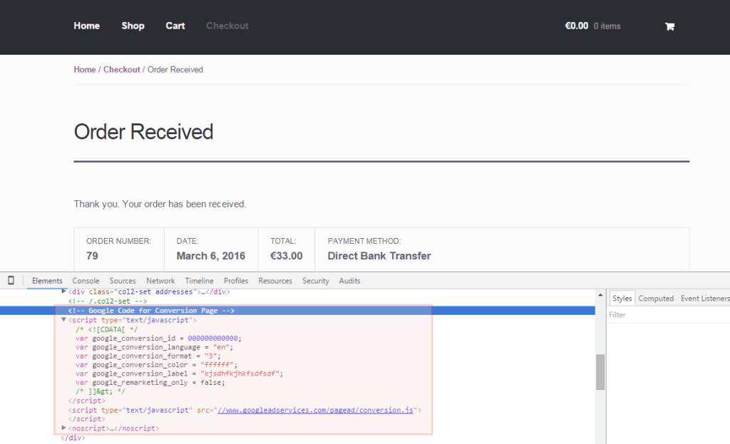 WooCommerce 教程：添加转换跟踪代码到感谢页面