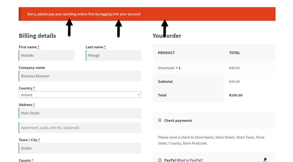 WooCommerce 教程：如果用户有待处理订单，拒绝结帐