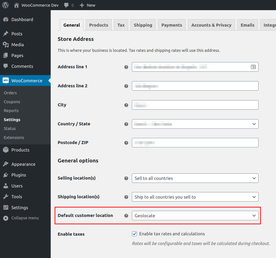 WooCommerce 3.9 设置 MaxMind Geolocation 地理位置集成