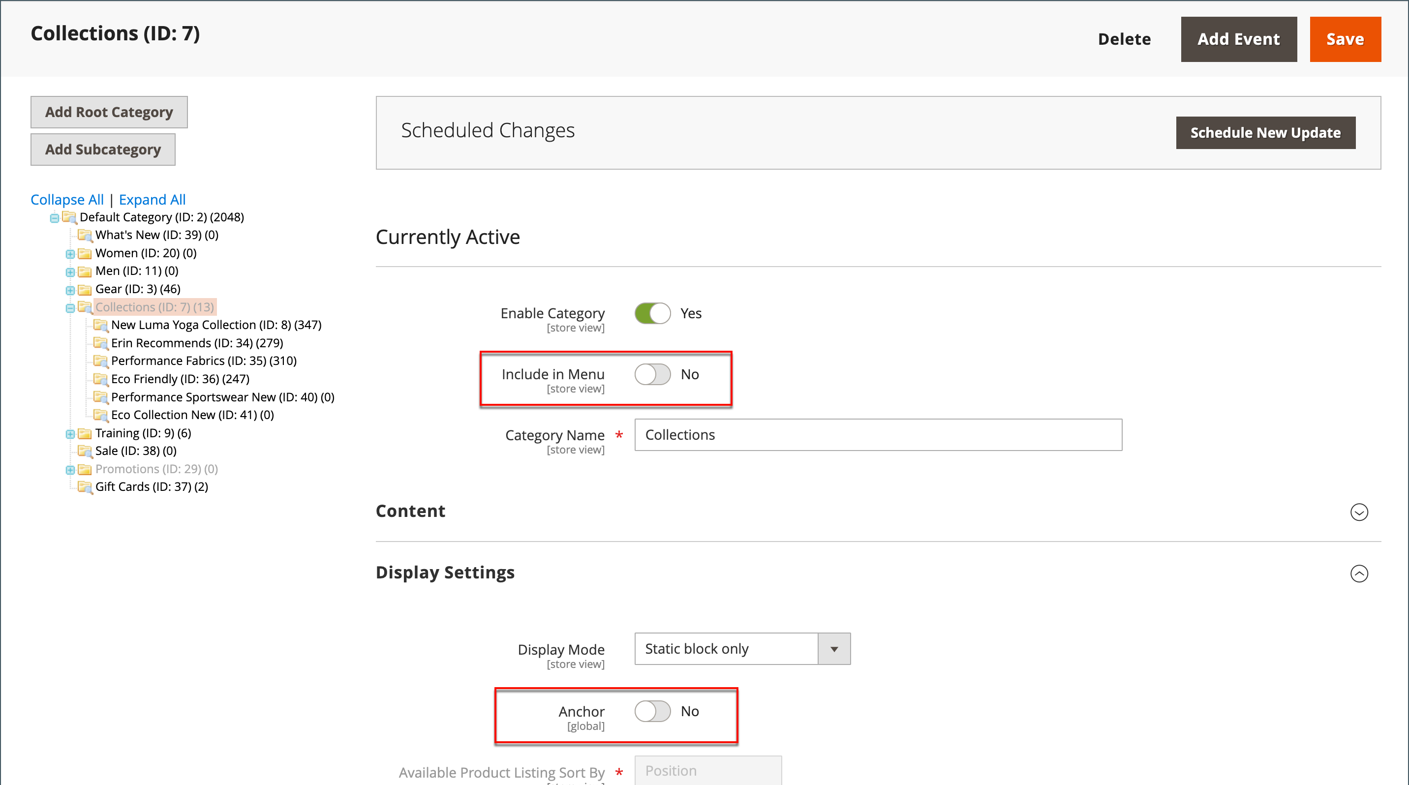 magento2隐藏类别