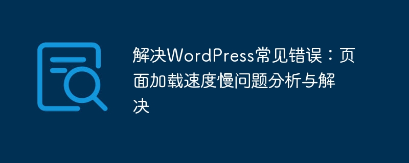 解决WordPress常见错误:页面加载速度慢问题分析与解决