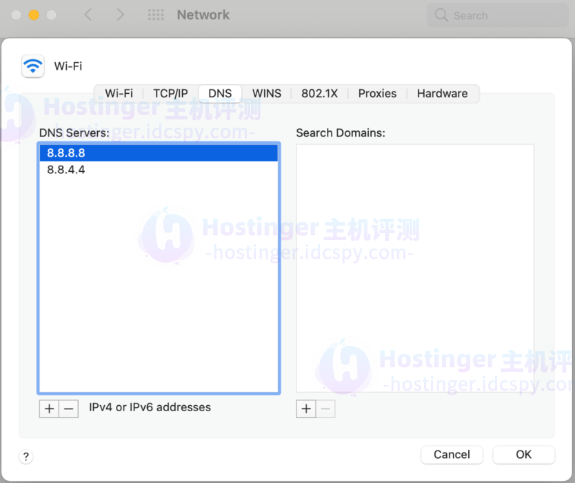 Mac 系统更改DNS 服务器