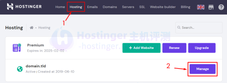 如何从Hostinger虚拟主机账户中删除网站？