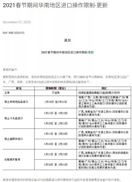 船公司暂停接收华南港口货物!