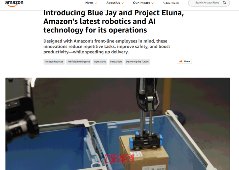 亚马逊推出Blue Jay机器人,或将省下40亿美元成本